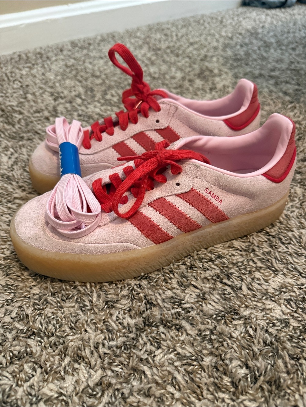 adidas Samba Suede Sneakers - Pink & Red